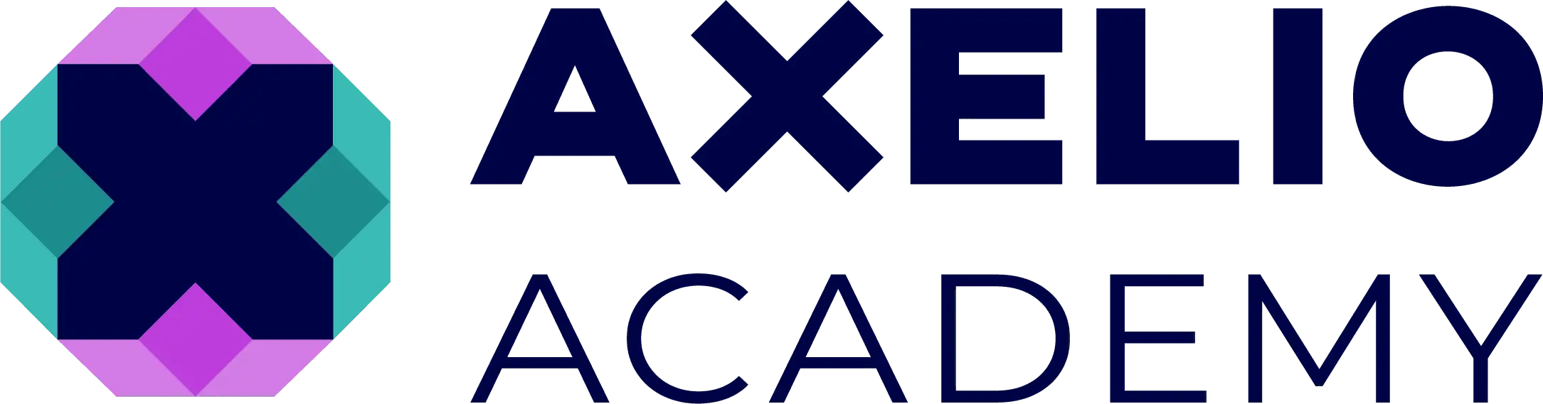 Paars Turqoise 5 hoek met de woorden Axelio Academy