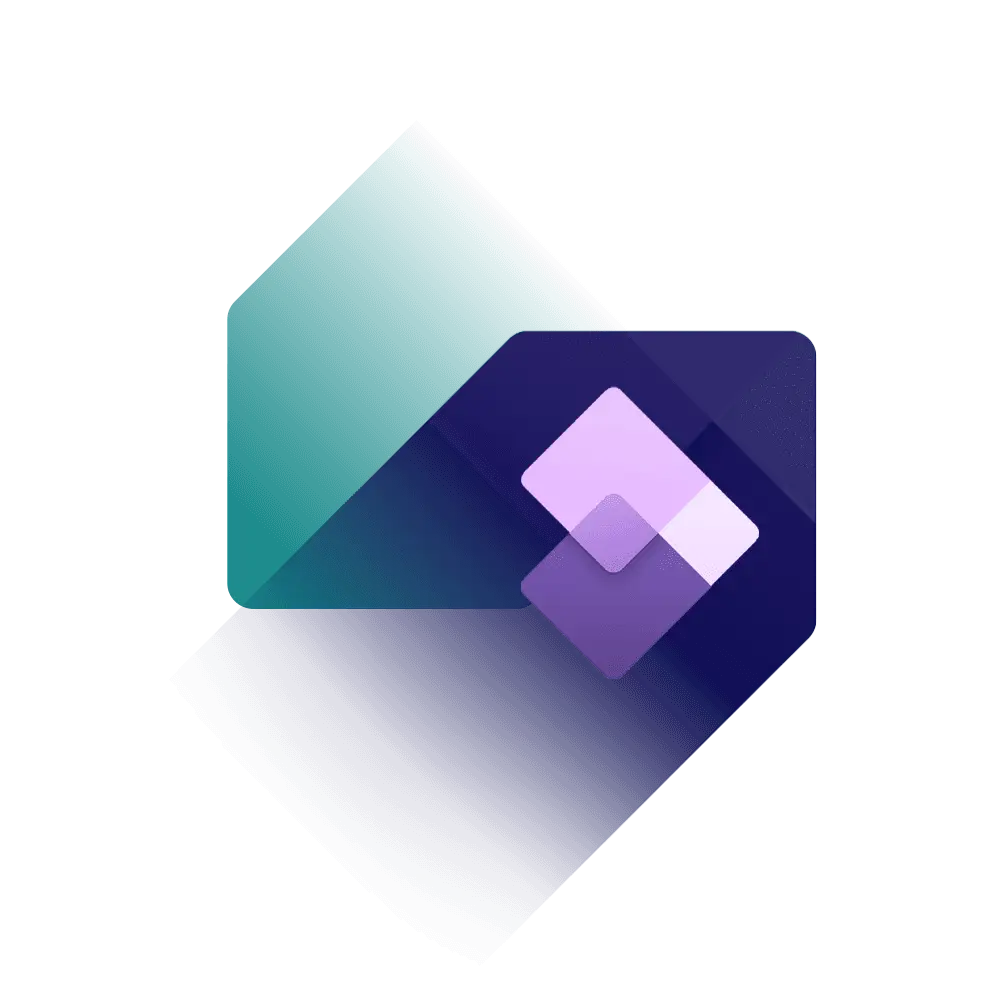 Twee diagonale pijlen met het logo van Dynamics 365 Finance and Operations