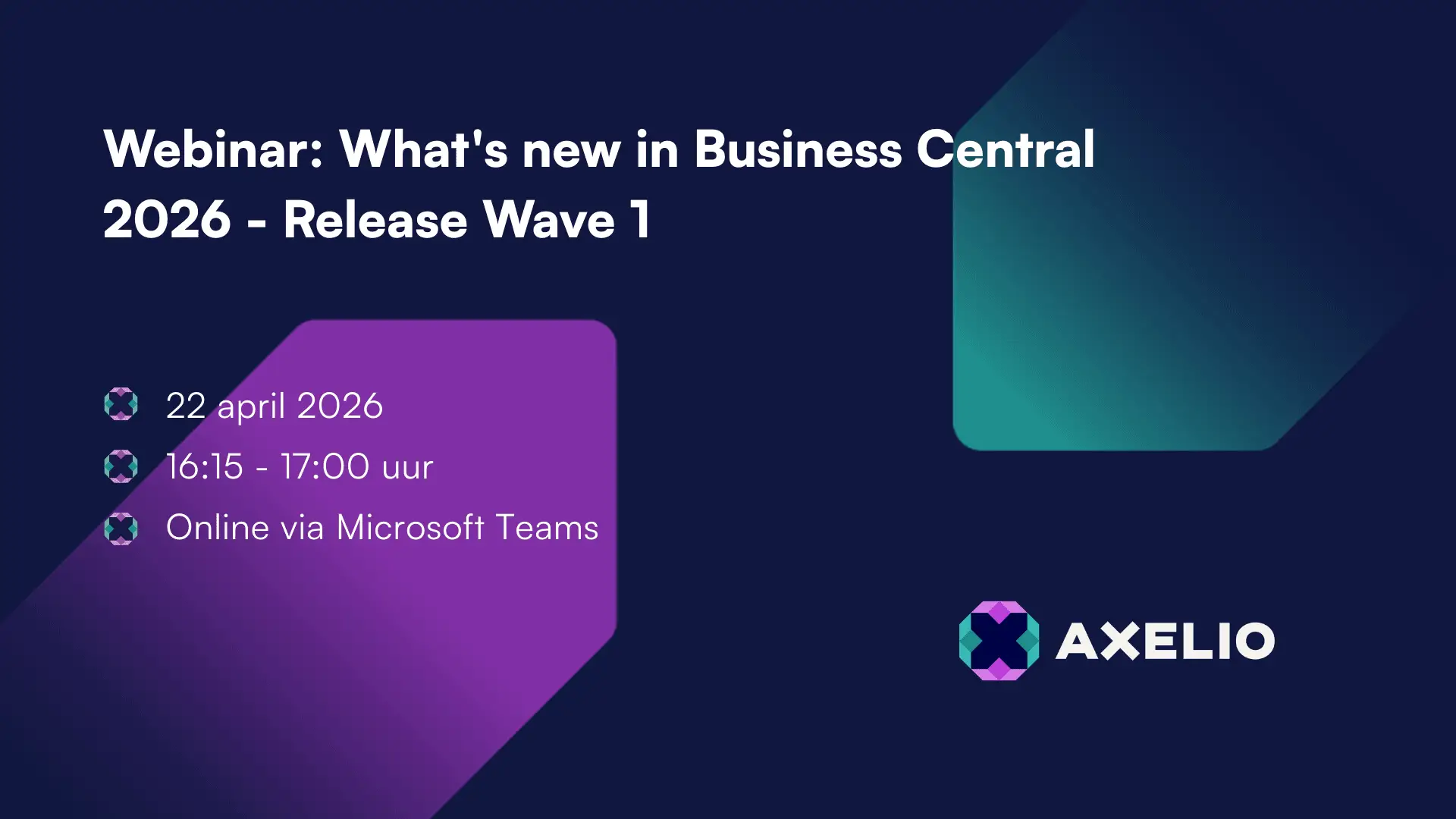 Visual van een webinar over de release wave Business Central 2026 wave 1