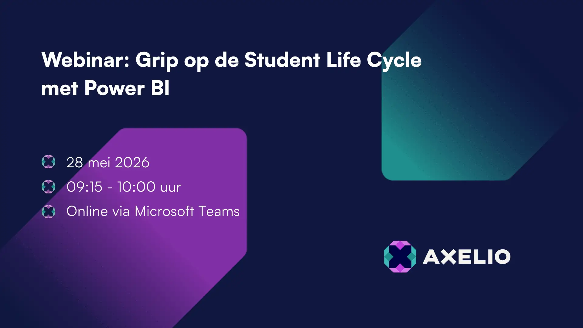 Visual van webinar met twee pijlen over webinar Power BI Onderwijs