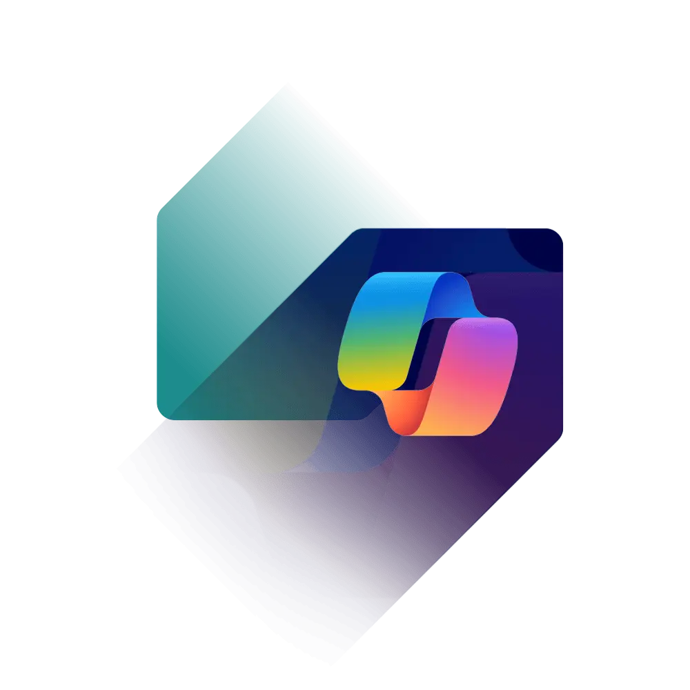 Twee diagonale pijlen met het logo van Copilot