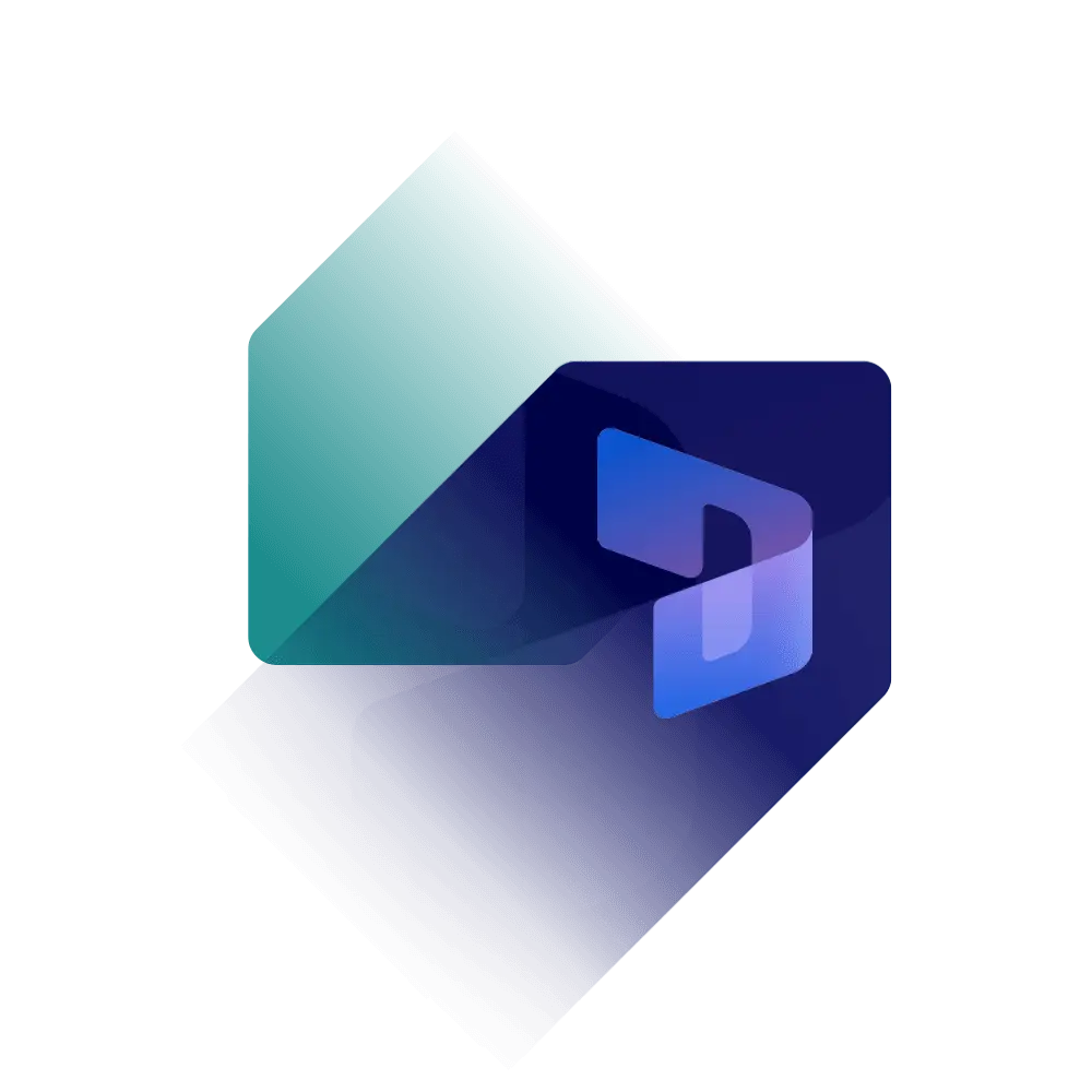 Twee diagonale pijlen met het logo van Dynamics 365