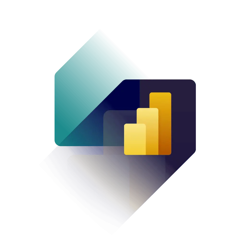 Twee diagonale pijlen met het logo van Power BI