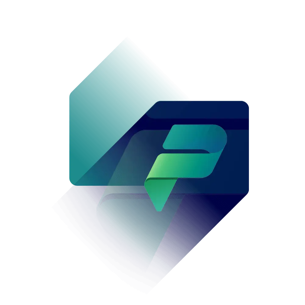 Twee diagonale pijlen met het logo van het Power Platform
